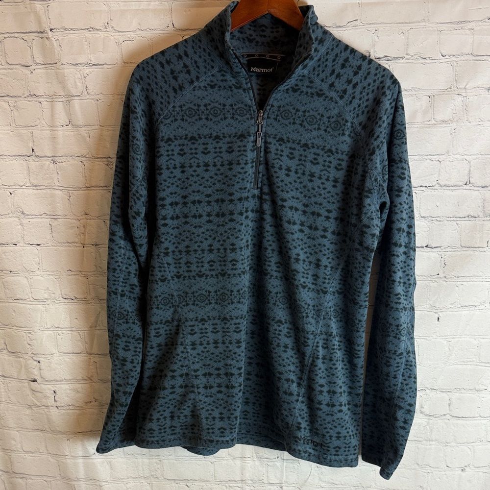 Marmot Men's Zip-Up Sweater in Blue Pattern XL